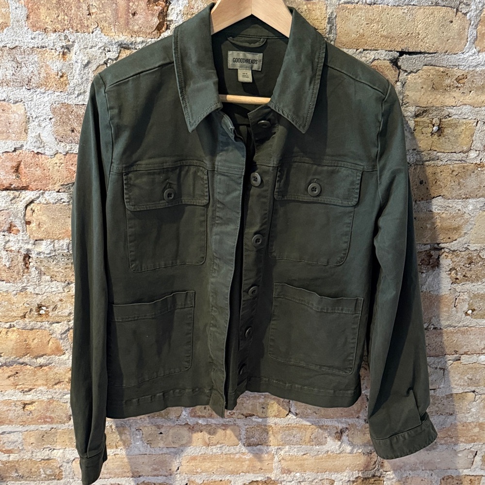 Goodthreads Fatigue Utility Shacket Jacket Green … - image 1